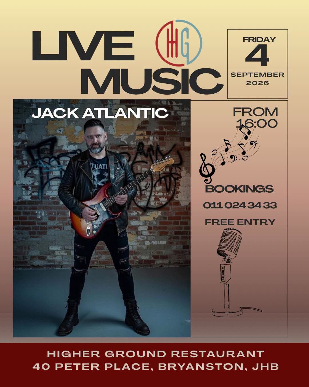 Jack Atlantic @ Higher Ground · Sandton 4 Sep