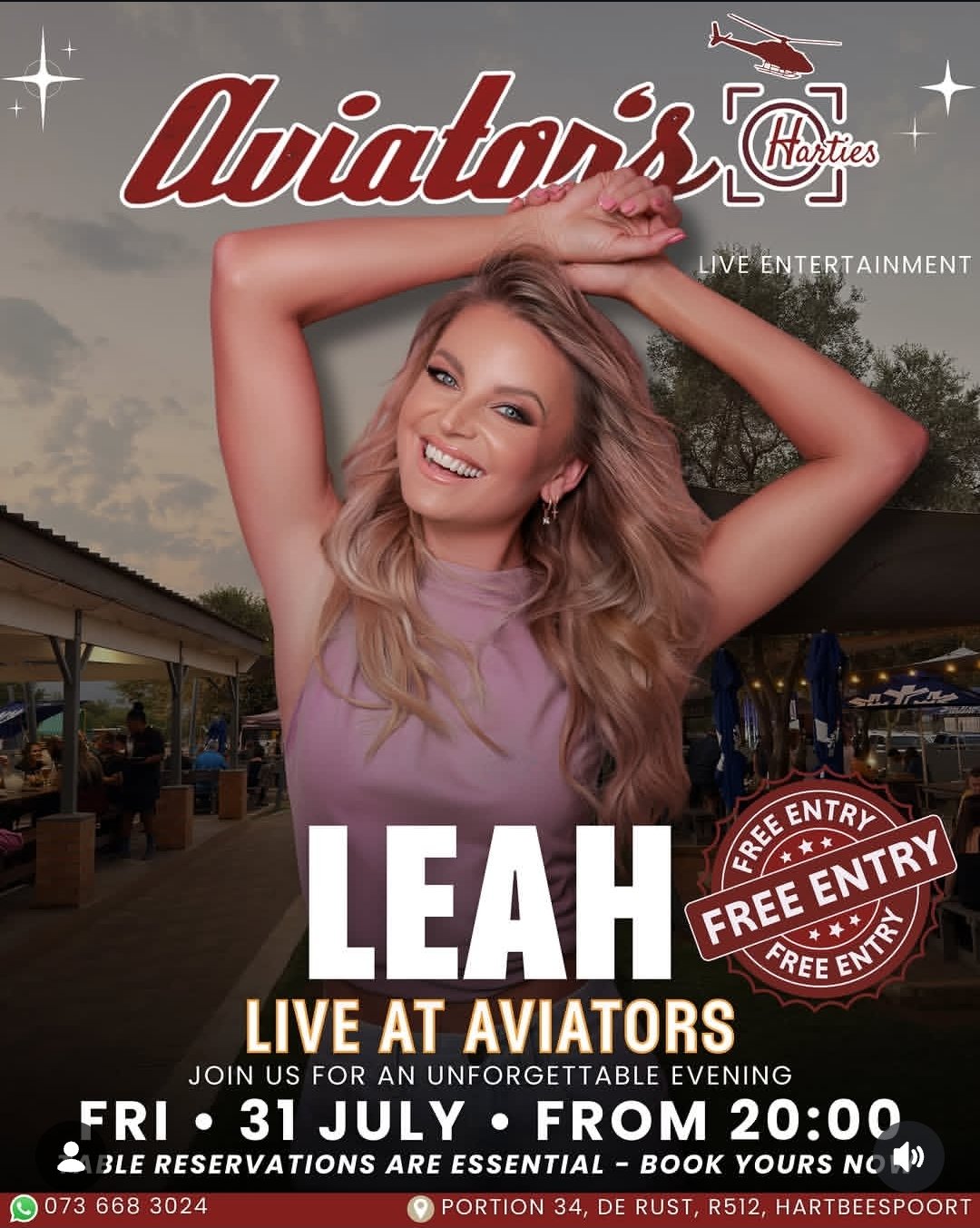 Leah @ Aviator's, Harties 31 Jul