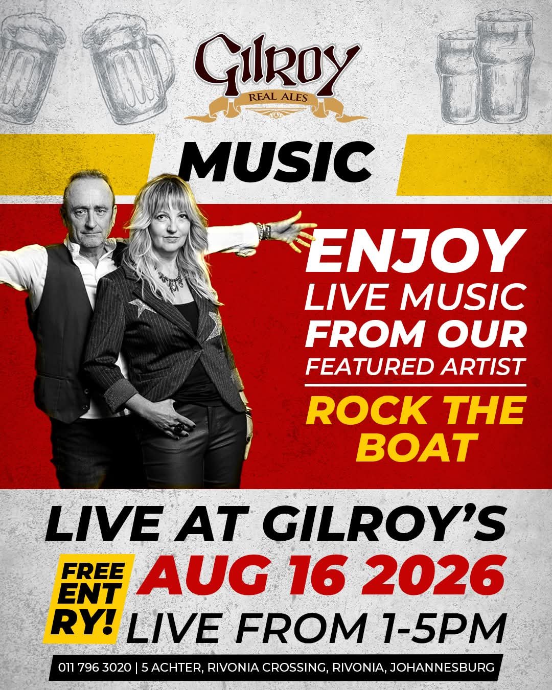Rock the Boat @ Gilroys Brewery · Sandton 16 Aug