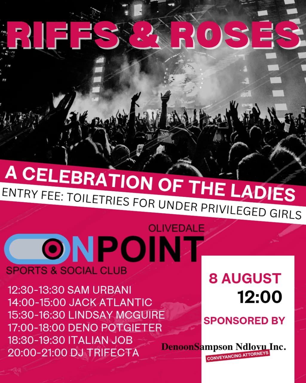 Riffs & Roses @ Onpoint Sports & Social Club 8 Aug