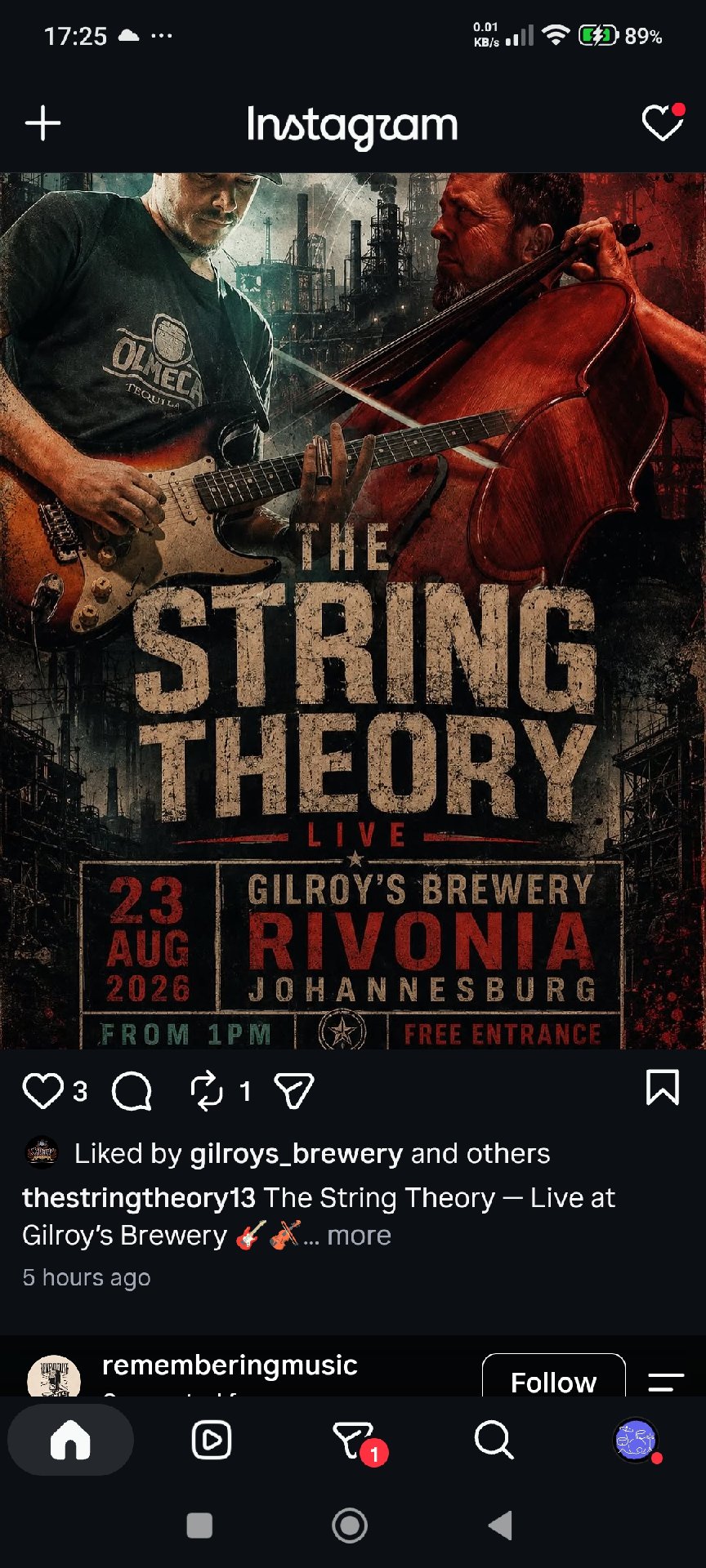String Theory Band @ Gilroys Brewery · Sandton 23 Aug