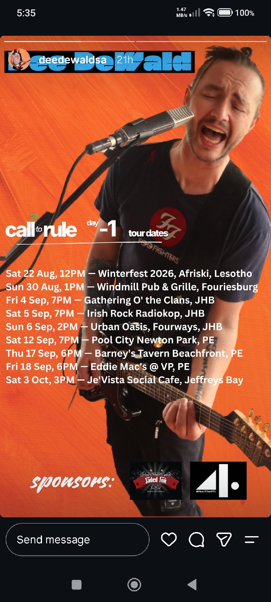 Dee Dewald @ Urban Oasis, Fourways, JHB 6 Sep