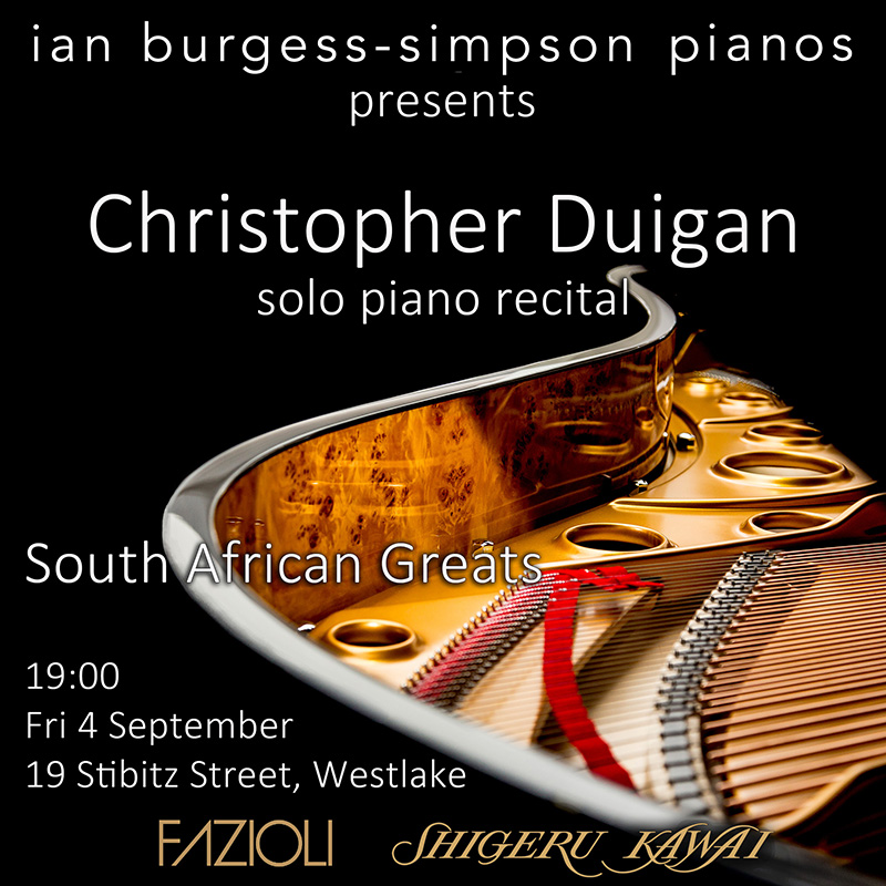 Christopher Duigan Solo Piano Recital at Ian Burgess-Simpson Pianos
