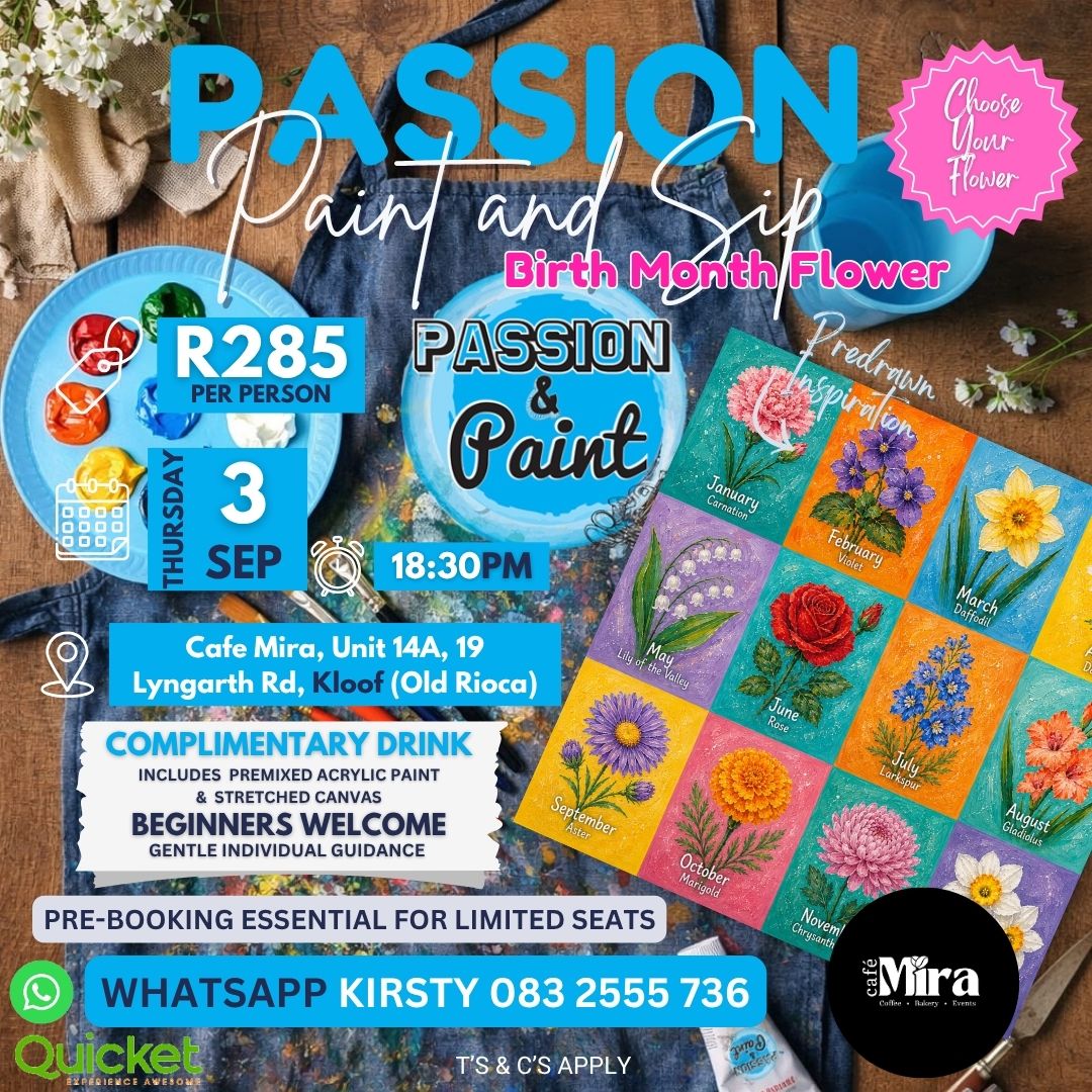 Passion Paint and Sip -  Birth Month Flower