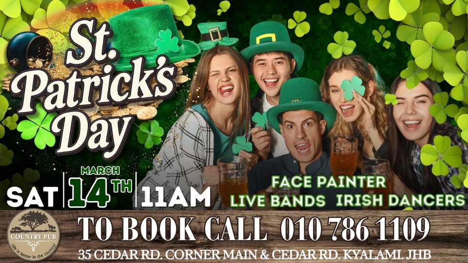 🍀 ST PATRICK’S DAY AT COUNTRY PUB 🍀 🇮🇪 Saturday, 14 March | ⏰ From 11AM
