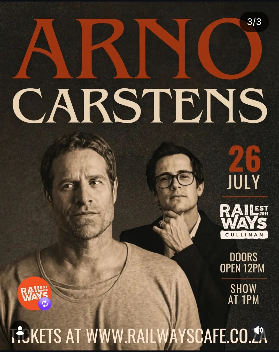 Arno Carstens @ Railways Cafe Cullinan 26 Jul