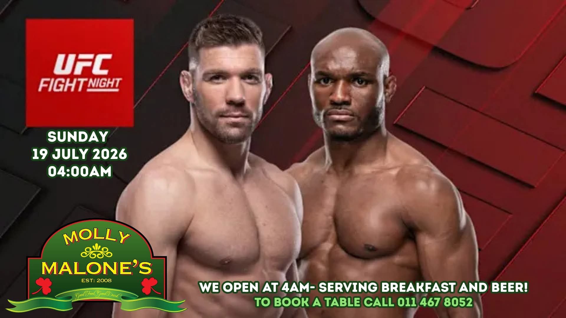 UFC FIGHT NIGHT LIVE AT MOLLY MALONE'S!