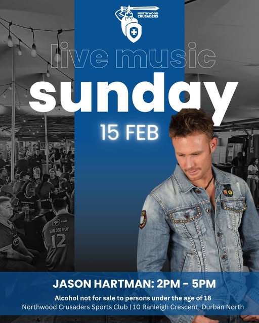 Jason Hartman @ Northwood Crusaders Sports Club on Sunday 15th February