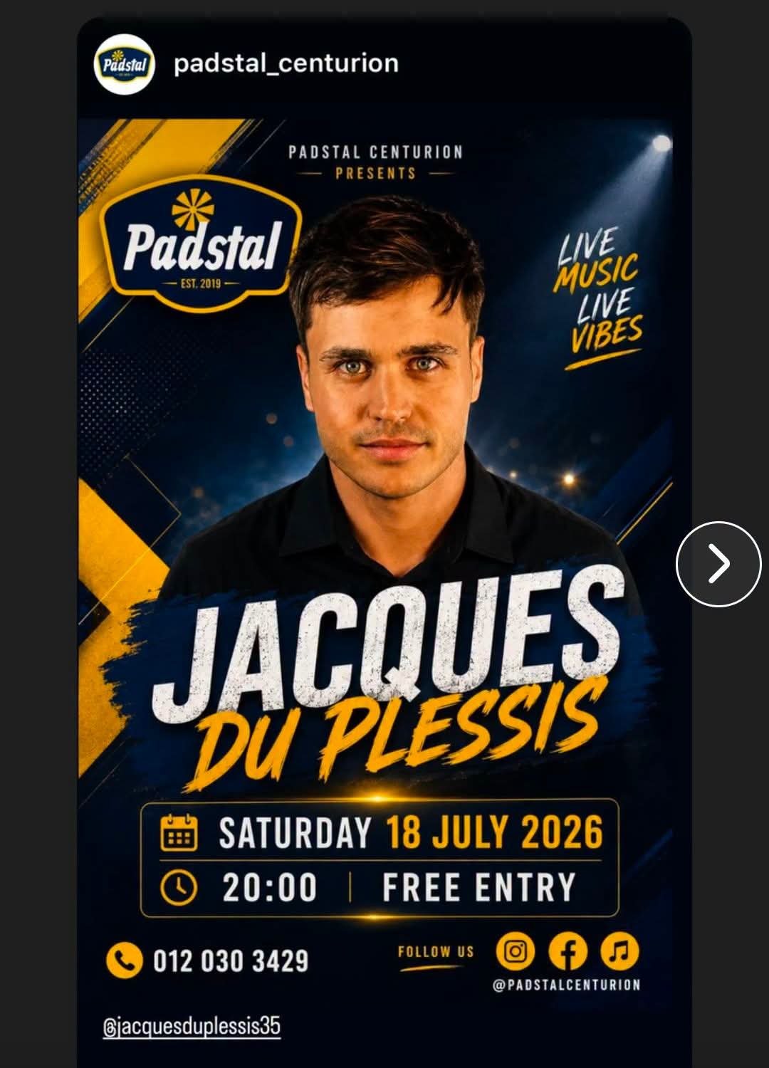 Jacques du Plessis @ Padstal · Pretoria 18 Jul