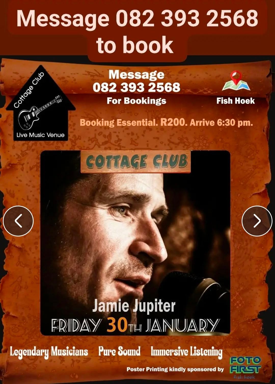 JAMIE JUPITER @ Cottage Club Live Music Venue 30 January