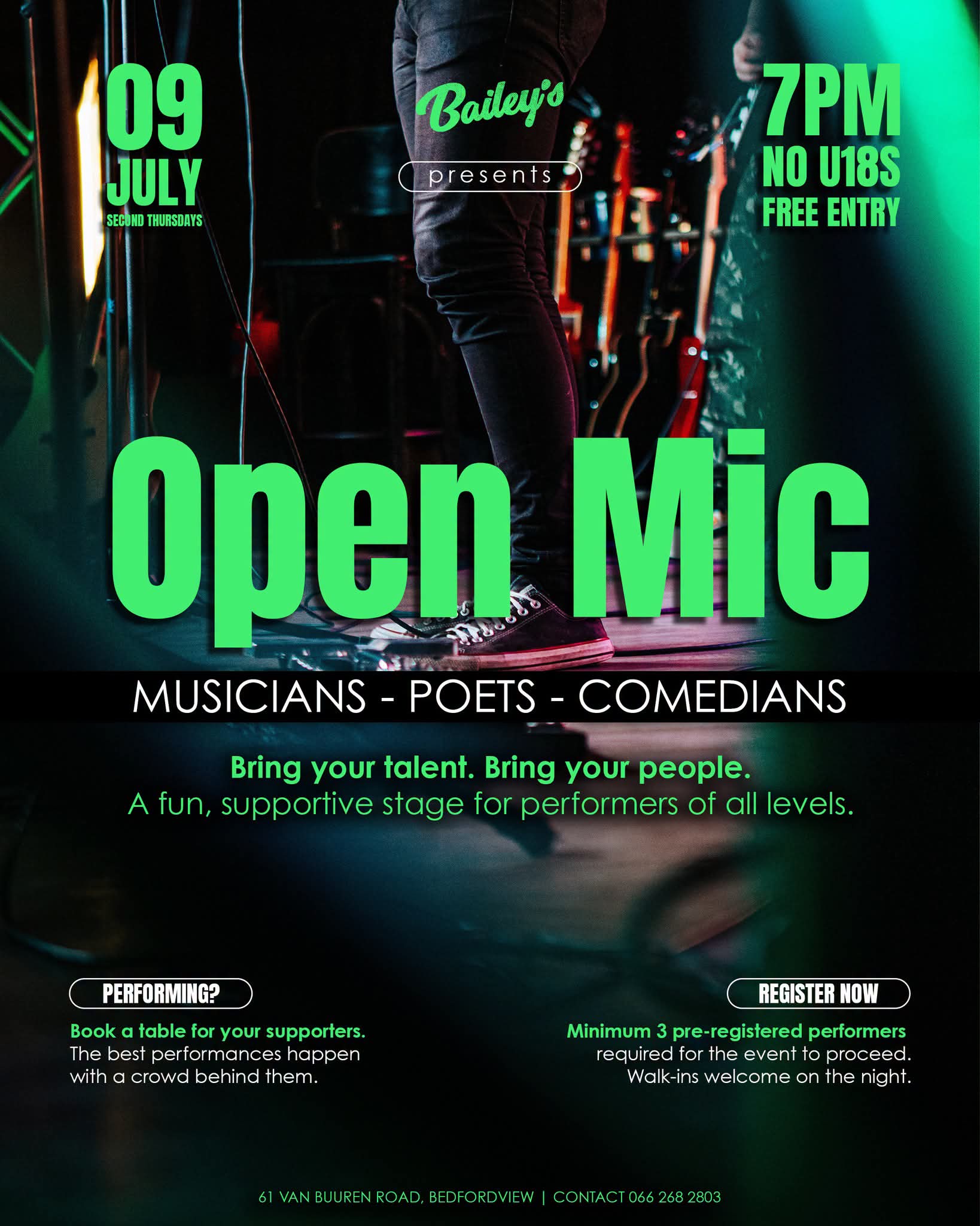 Open Mic @ Bailey's 9 July