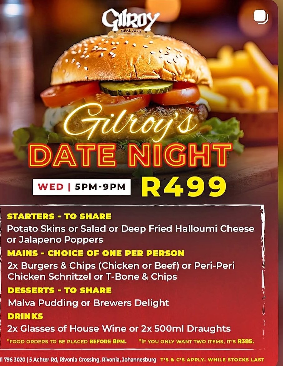 Date Night @ Gilroy's Brewery · Johannesburg 1 Jan