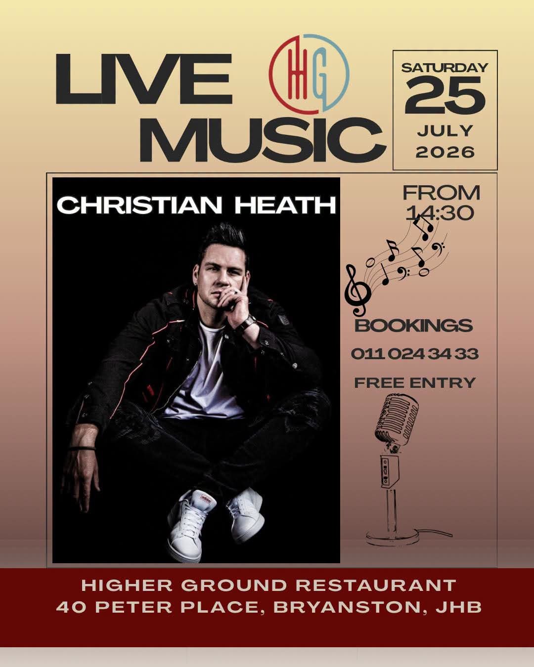 Christian Heath @ Higher Ground · Sandton 25 Jul