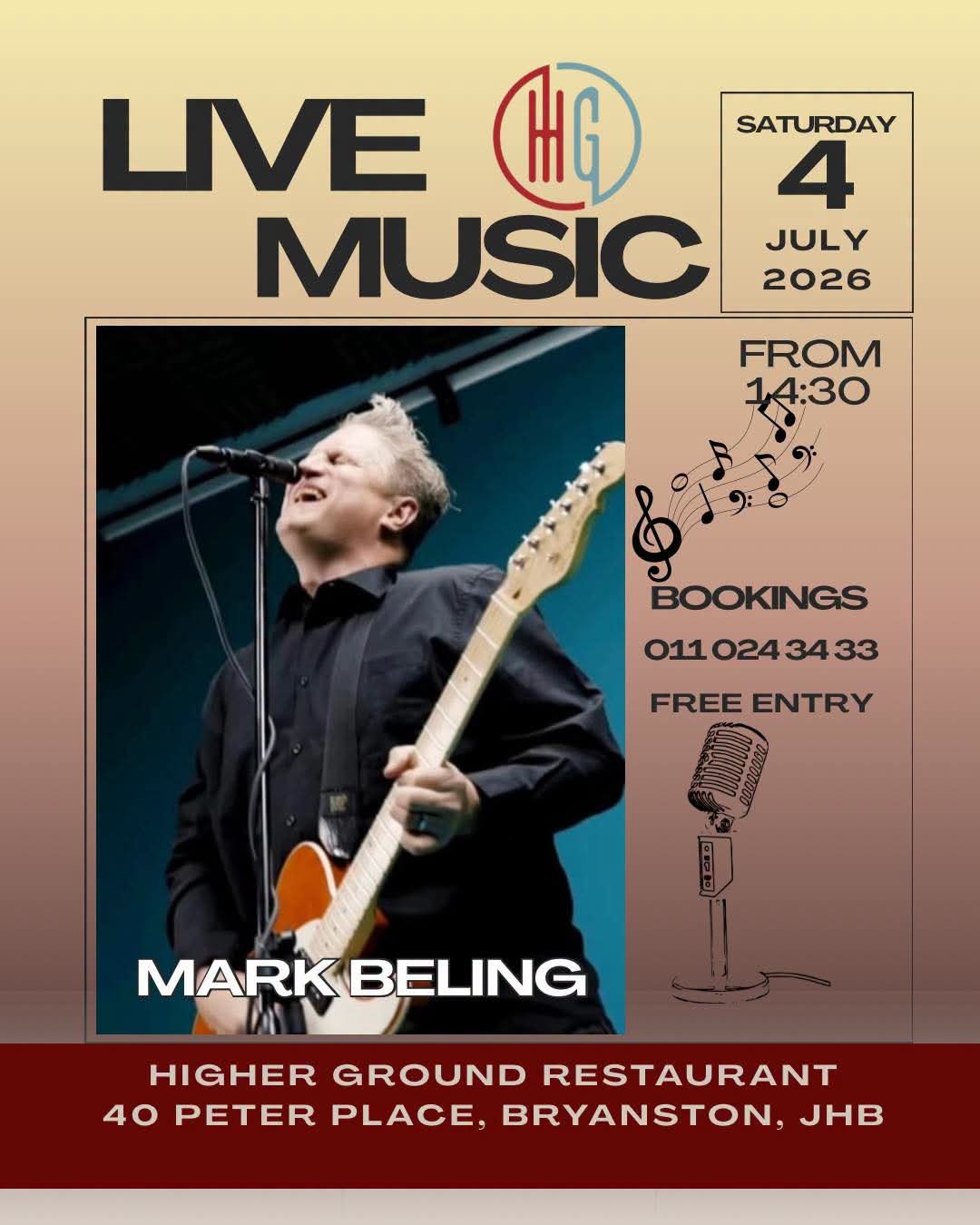 Mark Beling @ Higher Ground · Sandton 4 Jul