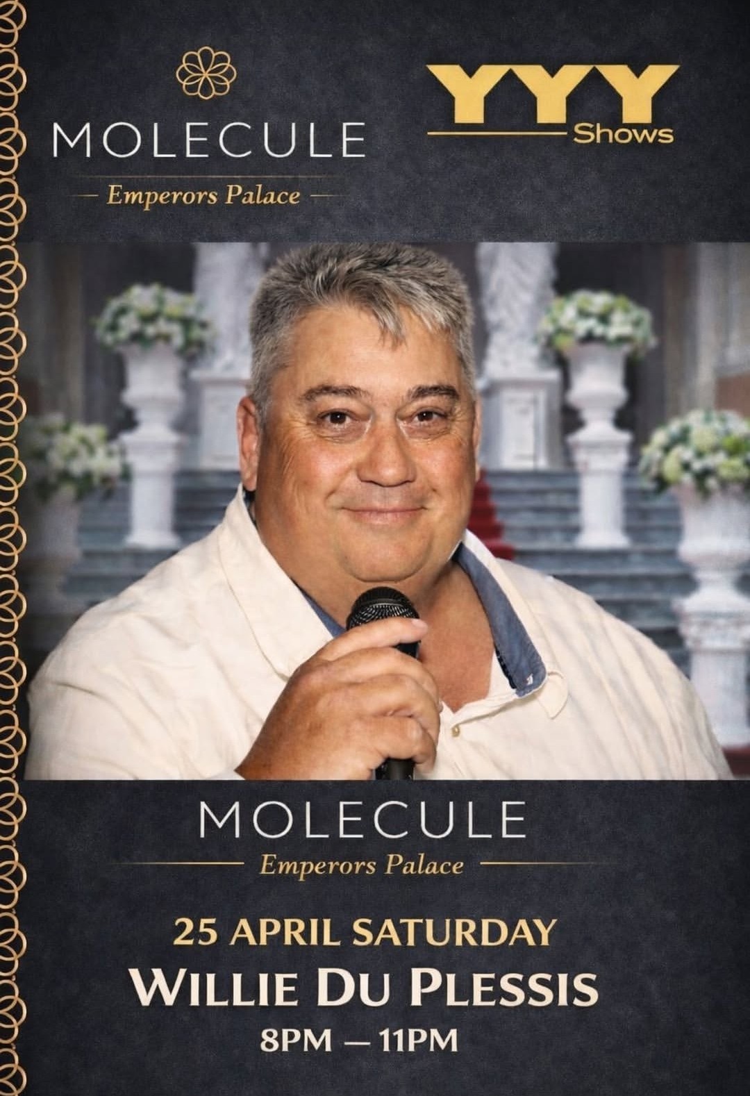 Willie Du Plessis @ Molecule at Emperors Palace, 25-04-2026 20:00