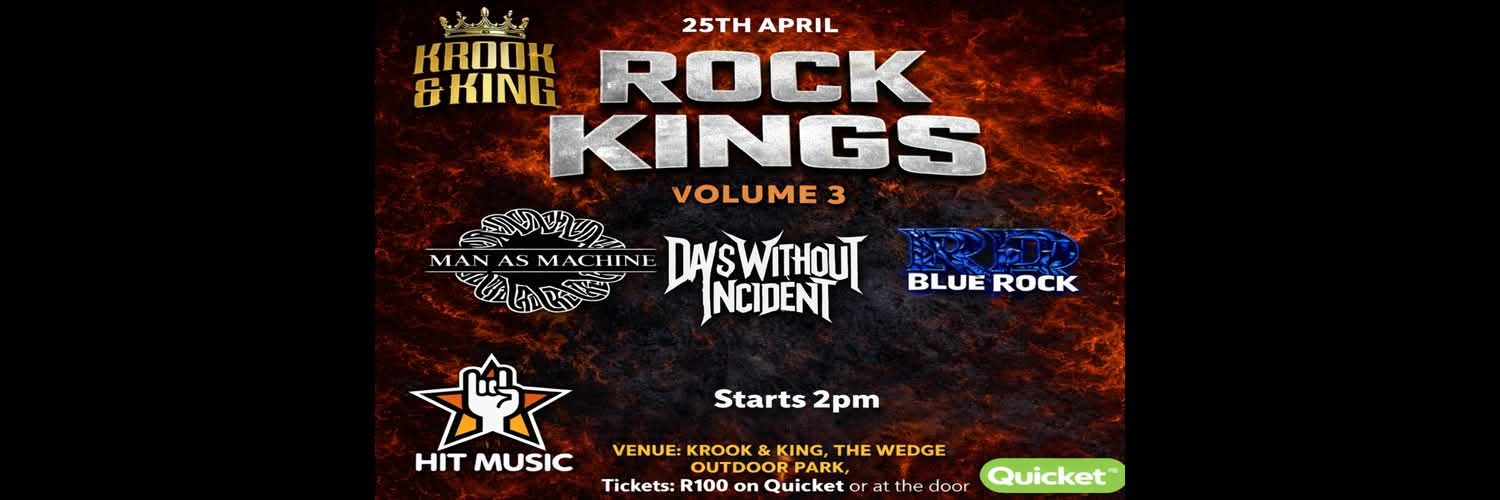 Rock Kings volume 3 @ Krooked Kings 25 April 2pm, R100