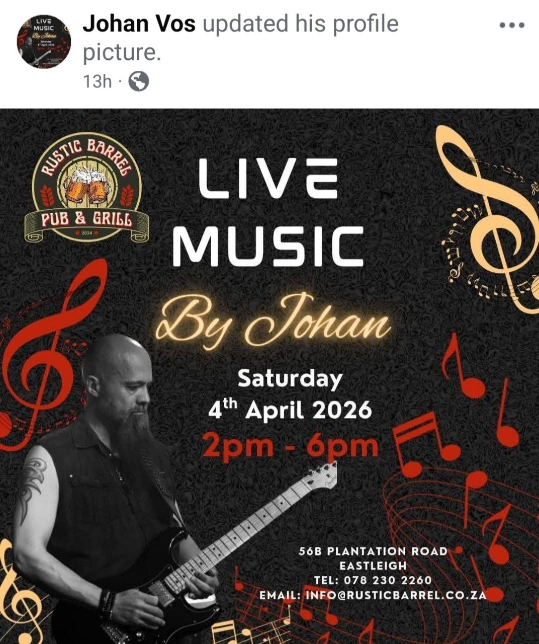 Johan @ Rustic Barrel, 4 April 2026 14:00