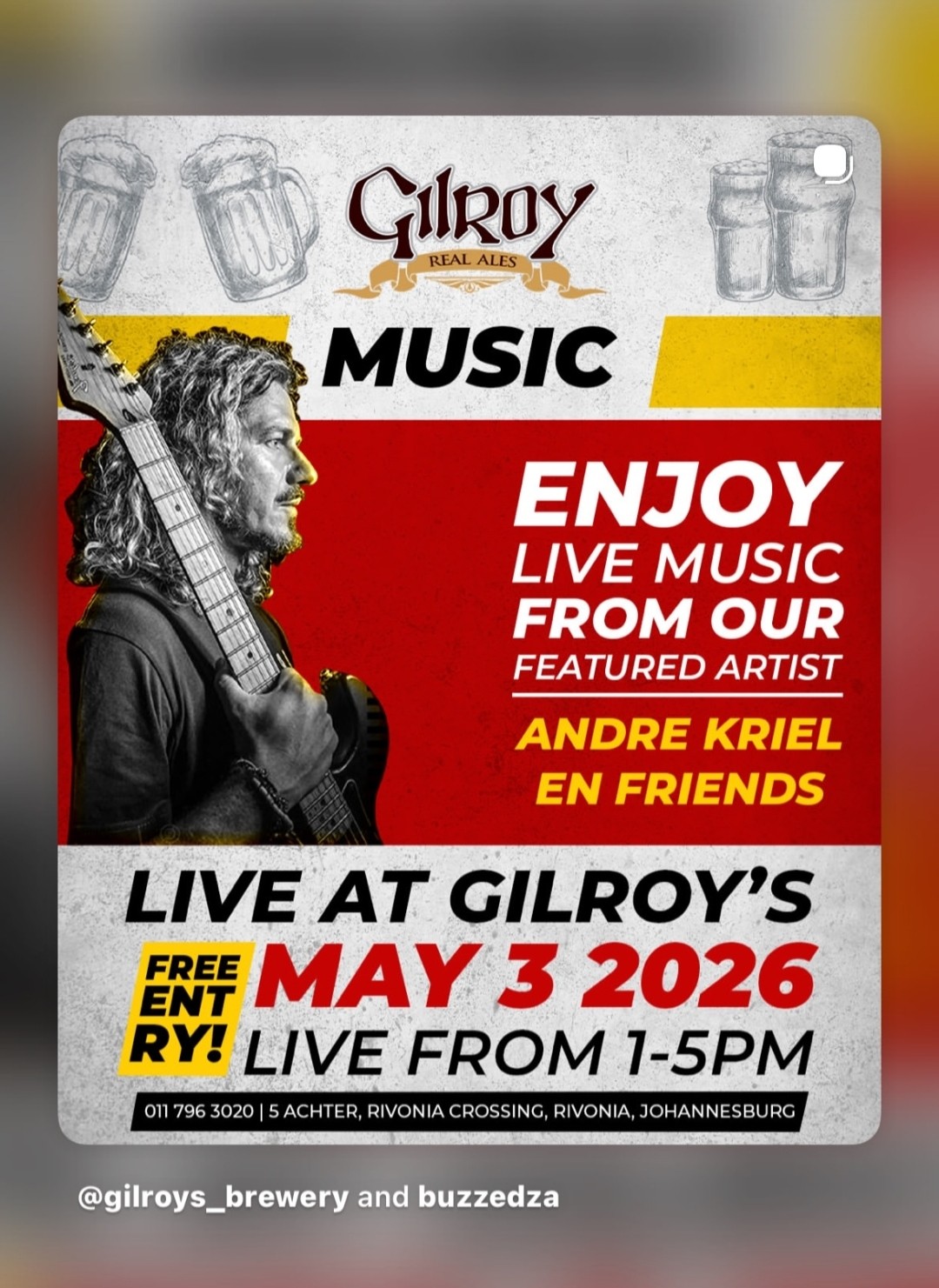 Andre Kriel en Friends @ Gilroy'S Brewery (Pty) Ltd, 03-05-2026 13:00 - Image 1